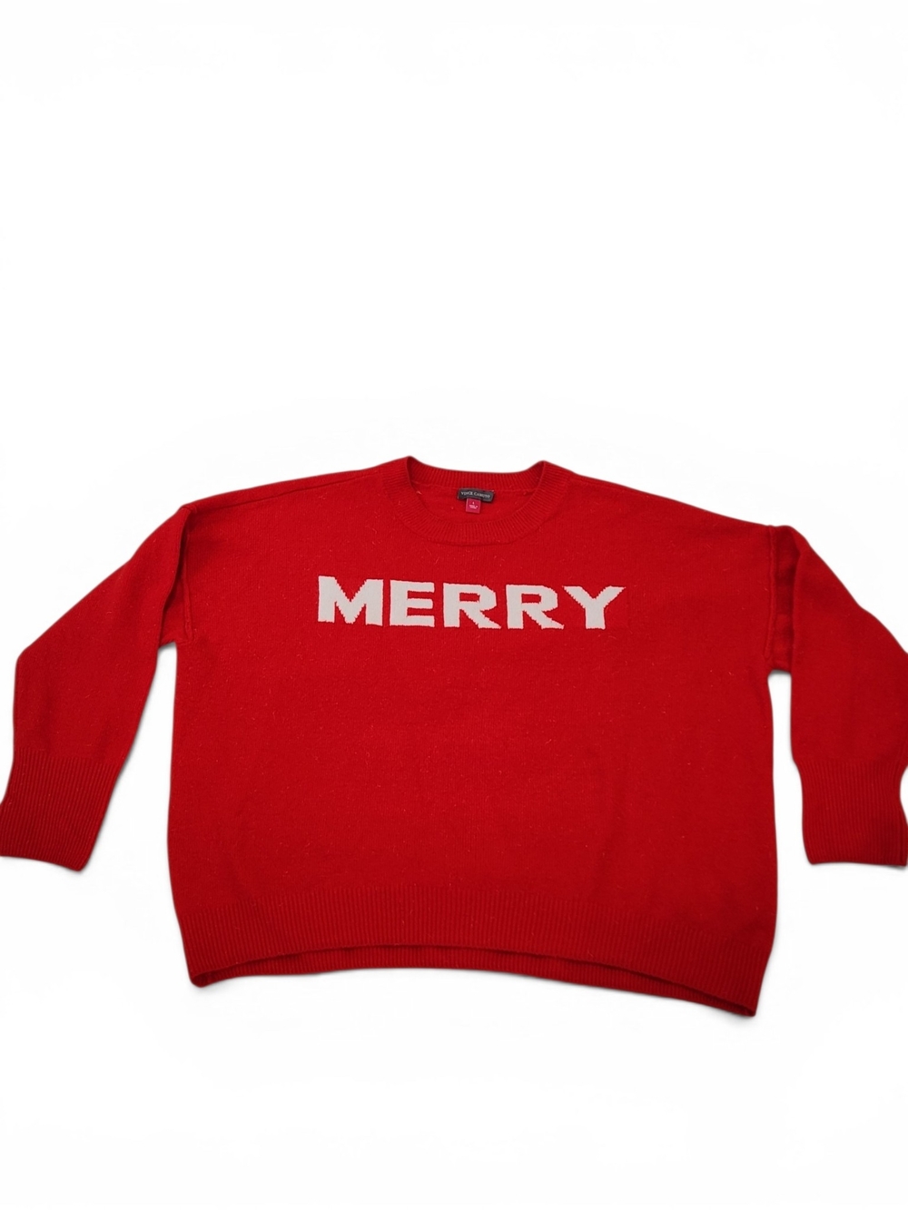 Vince Camuto Red 'MERRY' Crewneck Sweater Size L